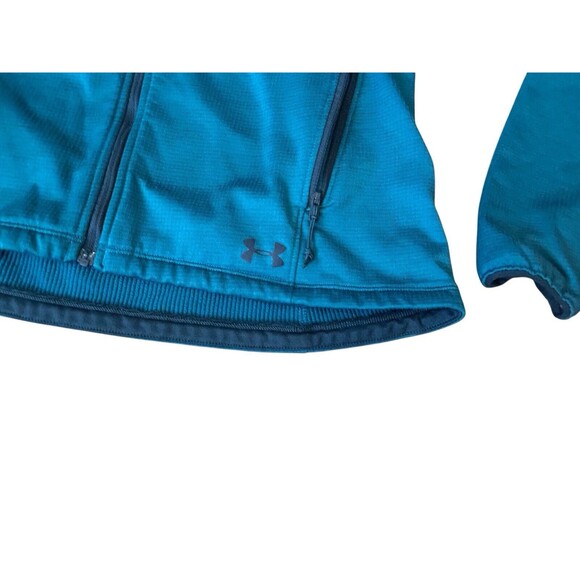 Under Armour Women's Small Fitted Blue Full Zip Lightweight Hooded Jacket - Picture 5 of 8